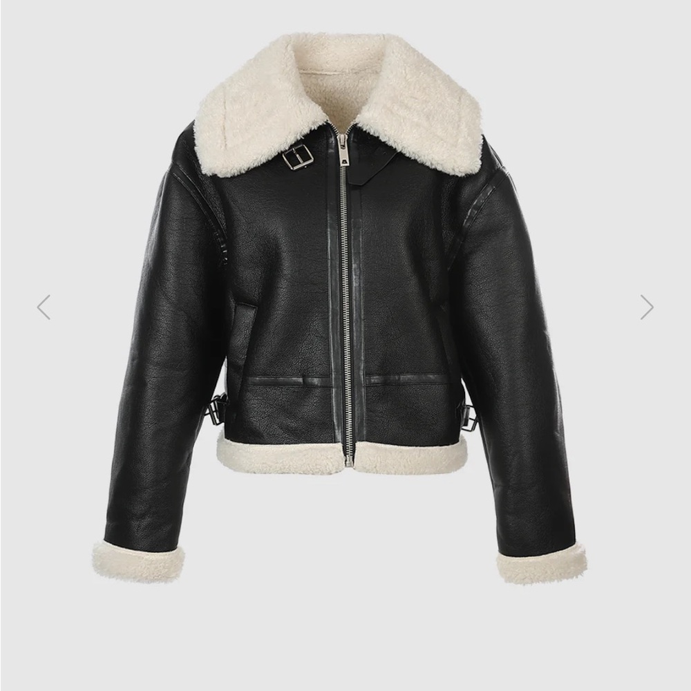 Urban Revivo Faux Leather Shearling Jacke